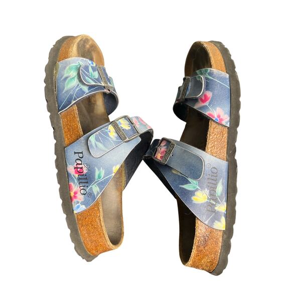 Papillio Birkenstock Arizona Women's US 4 Blue Floral Slide Sandals - Picture 7 of 8